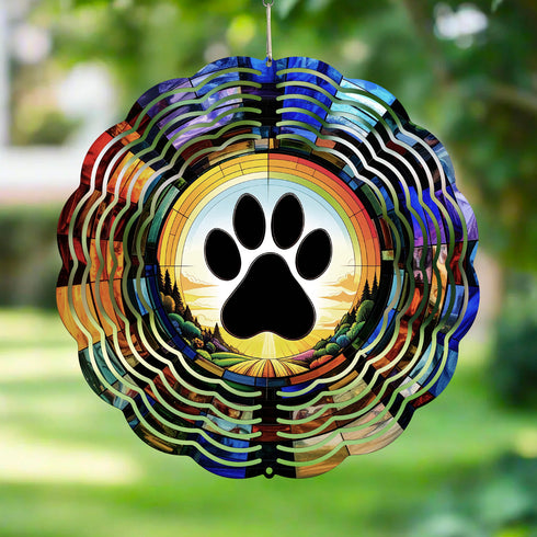 A Paw Print Rainbow Wind Spinner